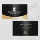 Real Anwesen Realtor Modern House Logo Black & Gol Visitenkarte (Vorne/Hinten)