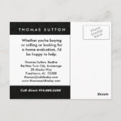 Real Anwesen / Realtor Postcard Anpassbare Schwarz Postkarte (Rückseite)