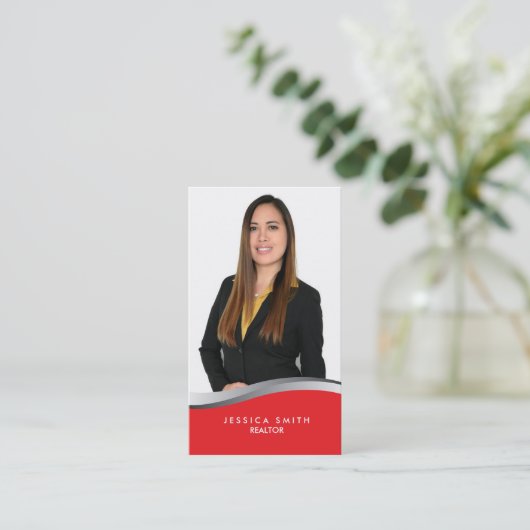 Real Anwesen Red and Silver Swoosh Visitenkarte (Stehend Vorderseite)