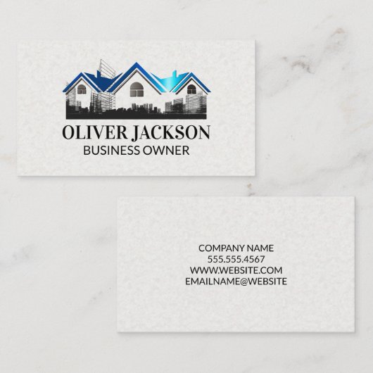 Real Anwesen Roof Logo | Gebäude Schematics Visitenkarte (Vorne/Hinten)