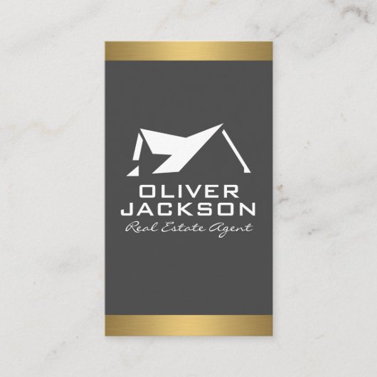 Real Anwesen Roof Logo | Gold Trim Visitenkarte (Vorderseite)