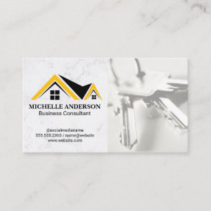 Real Anwesen Roof Logo Keys Business Card Visitenkarte