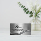 Real Anwesen Roof Logo | Metallisch Visitenkarte (Stehend Vorderseite)