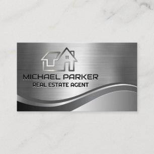 Real Anwesen Roof Logo Zuhause Metallic Visitenkarte