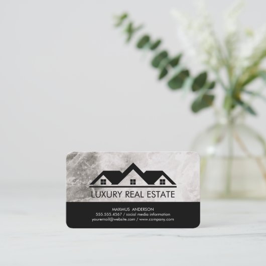 Real Anwesen Roof Top Marble Visitenkarte (Stehend Vorderseite)