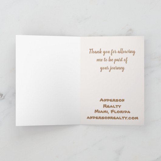 Real Anwesen Sand Dollar Zuhause Sales Realtor Pro Dankeskarte (Innenseite)