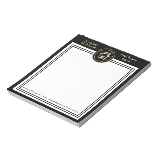 Real Anwesen - Schwarz und Gold Editor Notizblock (Rotiert)
