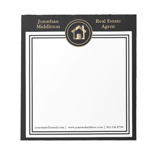 Real Anwesen - Schwarz und Gold Editor Notizblock (Vorderseite)