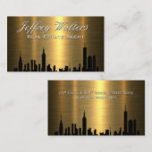 Real Anwesen Skyline | Gold Metallic Visitenkarte (Vorne/Hinten)