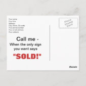Real Anwesen Sold Sign Prospect Postcard Postkarte (Rückseite)