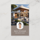 Real Anwesen Taupe Foto QR Code Social Media Visitenkarte (Vorderseite)