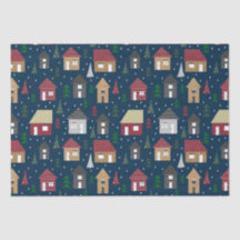 Real Anwesen Weihnachts-Haus Muster Blue Holiday