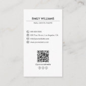 Real Anwesen White Foto QR Code Social Media Visitenkarte (Rückseite)