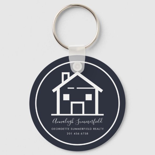 Real Anwesen White Navy Blue Custom Schlüsselanhänger (Vorderseite)