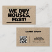 Real Anwesen Wir kaufen Häuser QR Kraft Visitenkarte (Vorne/Hinten)