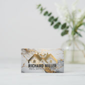 Real Anwesen | Wohnhaus | Goldfolie Visitenkarte (Stehend Vorderseite)