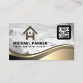 Real Anwesen Wood Zuhause-Logo | Qr Code Visitenkarte (Vorderseite)