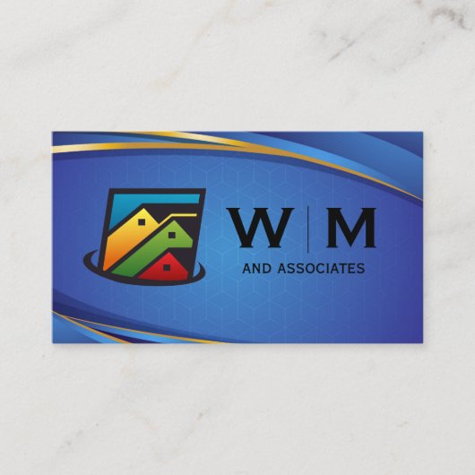 Real Anwesen Zuhause | Blue Backgound Visitenkarte (Vorderseite)