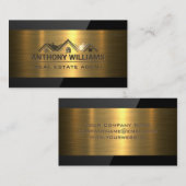 Real Anwesen Zuhause | Gold Metallic | Schwarzer G Visitenkarte (Vorne/Hinten)