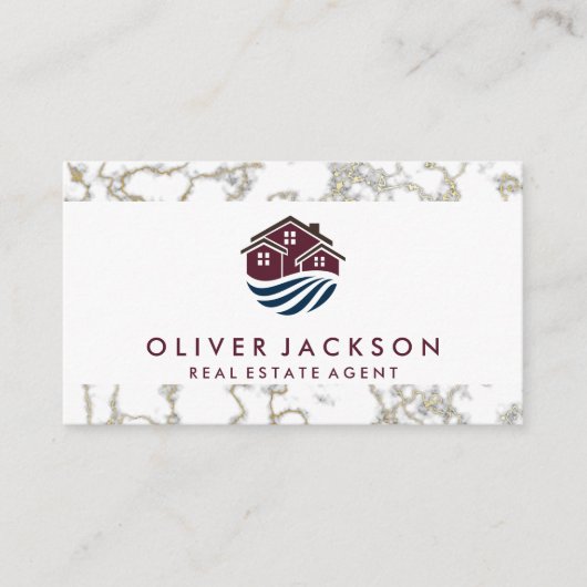 Real Anwesen Zuhause | Goldmarmor Visitenkarte (Vorderseite)