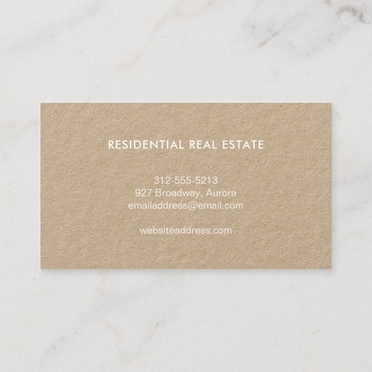 Real Anwesen Zuhause Logo Realtor Kraft Visitenkarte (Rückseite)