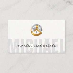 Real Anwesen Zuhause   Metallisches Logo Visitenkarte