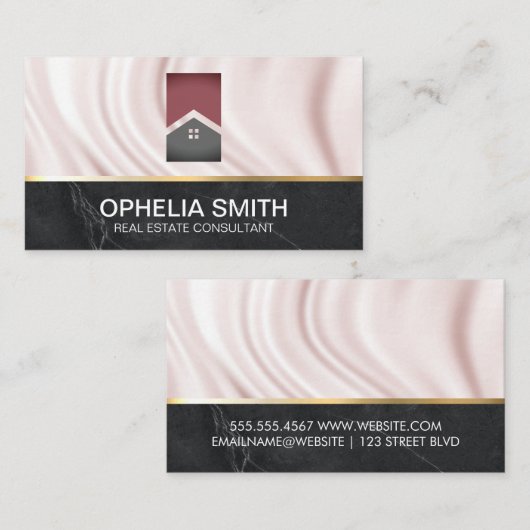 Real Anwesen Zuhause | Seidendrapery | Marmor Visitenkarte (Vorne/Hinten)