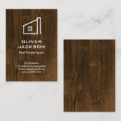 Real Anwesen | Zuhause-Symbol | Holzkörner-Hinterg Visitenkarte (Vorne/Hinten)