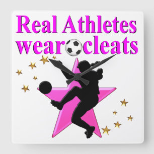 REAL ATHLETES SPIELEN SOCCER-DESIGN QUADRATISCHE WANDUHR
