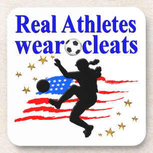 REAL ATHLETES TRAGEN CLEATS SOCCER DESIGN UNTERSETZER
