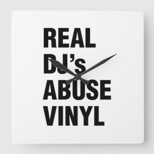 REAL DJ's MISSBRAUCH VINYL Quadratische Wanduhr