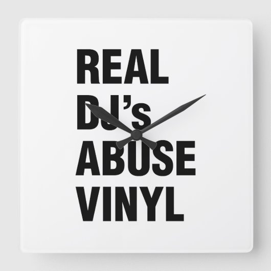 REAL DJ's MISSBRAUCH VINYL Quadratische Wanduhr (Vorderseite)