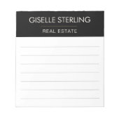 Real Estate Agent Black Gold Professional Notizblock (Vorderseite)
