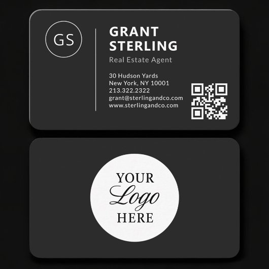 Real Estate Agent Black Logo QR Code Professional Visitenkarte