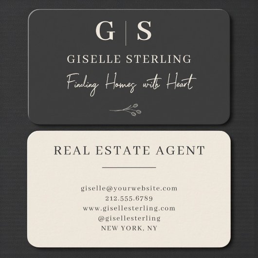 Real Estate Agent Black Professional Visitenkarte