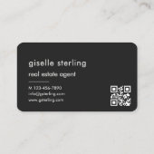 Real Estate Agent Black QR Code Visitenkarte (Rückseite)