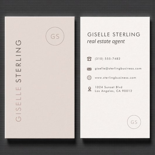 Real Estate Agent Blush Pink Minimalist Modern Visitenkarte