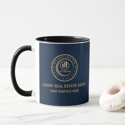 Real Estate Agent | Custom Logo Property Branding Tasse (Mit Donut)