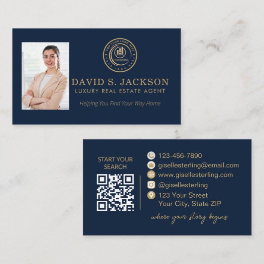 Real Estate Agent | Custom Logo Property Branding Visitenkarte (Vorne/Hinten)