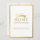Real Estate Agent Happy Home Anniversary Gold Key Mitteilungskarte (Vorderseite)