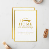 Real Estate Agent Happy Home Anniversary Gold Key Mitteilungskarte (Vorderseite/Rückseite Beispiel)