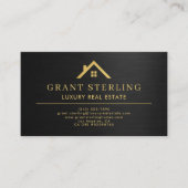 Real Estate Agent Metallic Black Gold Visitenkarte (Vorderseite)