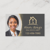 Real Estate Agent Modern Gold Realtor Custom Photo Visitenkarte (Vorderseite)
