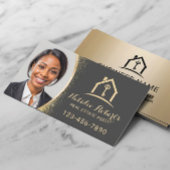 Real Estate Agent Modern Gold Realtor Custom Photo Visitenkarte