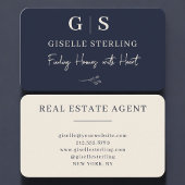 Real Estate Agent Navy Blue Monogram Visitenkarte