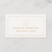 Real Estate Agent Neutral Gold House Photo Visitenkarte (Vorderseite)