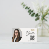 Real Estate Agent Neutral Gold Photo QR Code  Visitenkarte (Stehend Vorderseite)