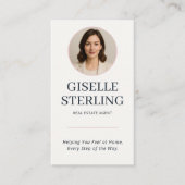 Real Estate Agent Neutral Navy Photo QR Code Visitenkarte (Vorderseite)