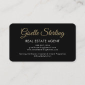 Real Estate Agent QR Code Black Gold Photo  Visitenkarte (Rückseite)