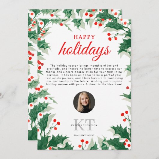 Real Estate Agent Realtor Christmas Happy Holidays Dankeskarte (Vorne/Hinten)